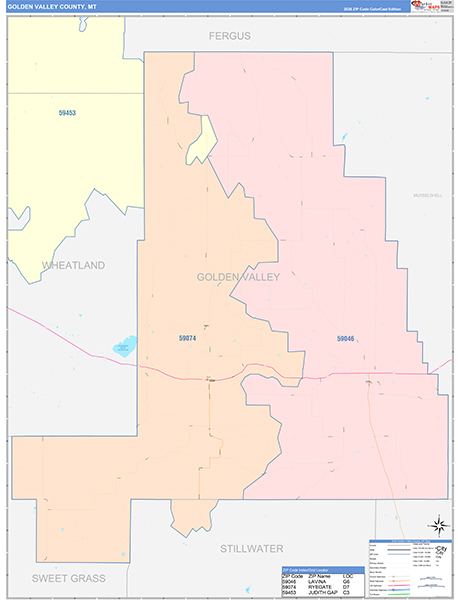 Golden Valley County, MT Zip Code Map